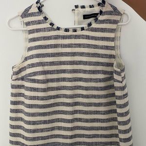 Blue White Striped Tweed Summer Top